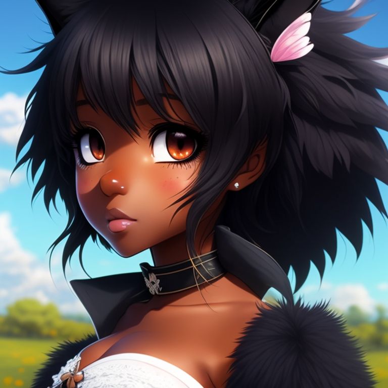 Afraid Crow244 Black Girl Dark Skin Anime Girl Black Fluffy Long