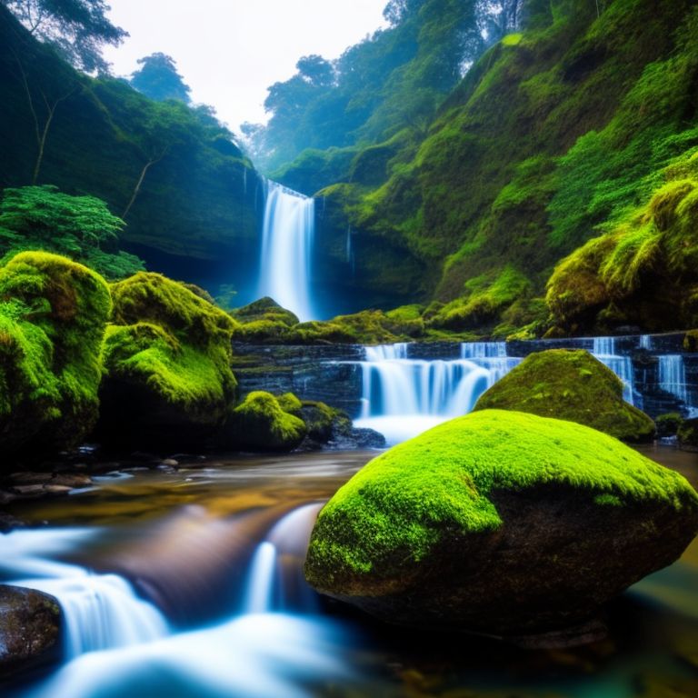 looking along the steps of the waterfall - inside the Loui…