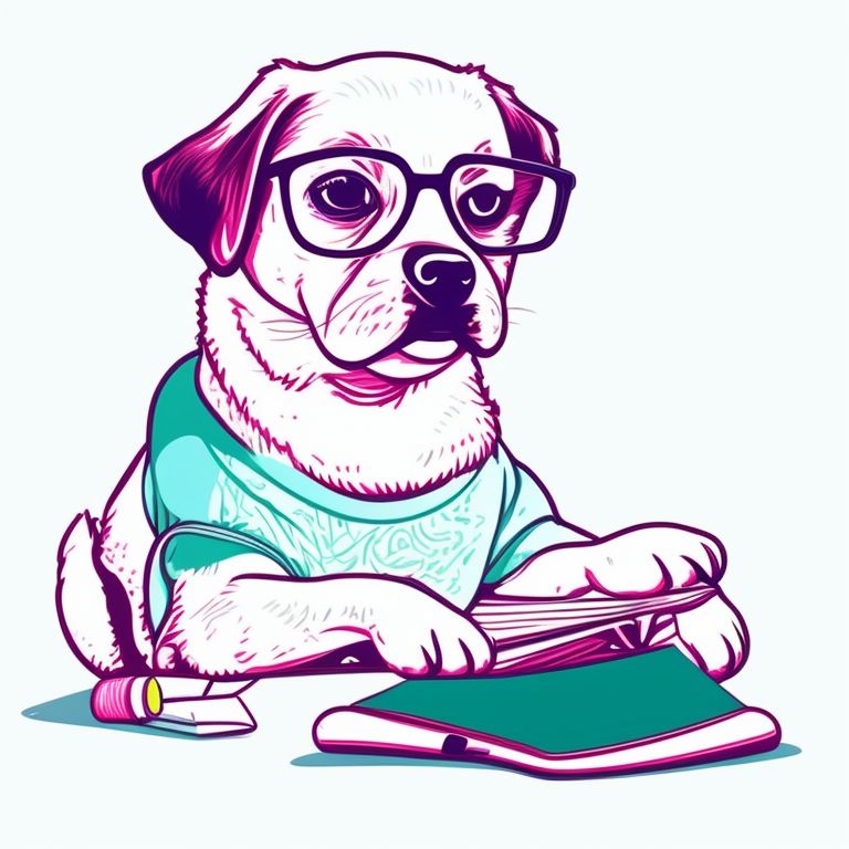 Dog Studying Clipart