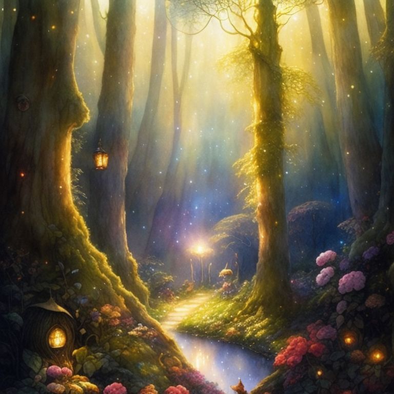 Magical enchanted forest - Fairytale Fantasy - Watercolor - Gamer Wallpaper  - enchanted forest