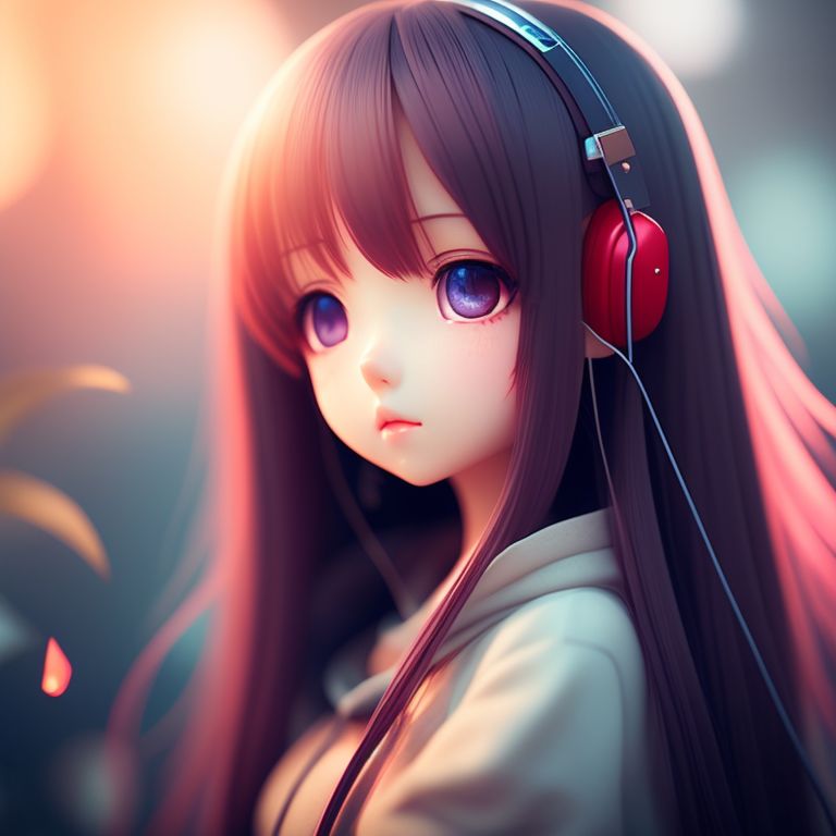 anime girl with music