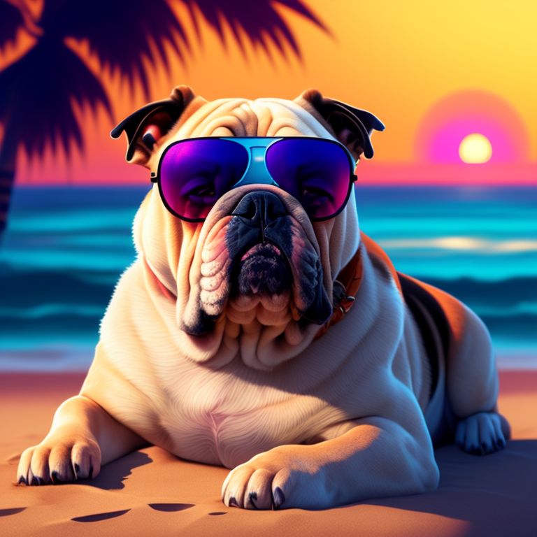 Bulldog shop with sunglasses