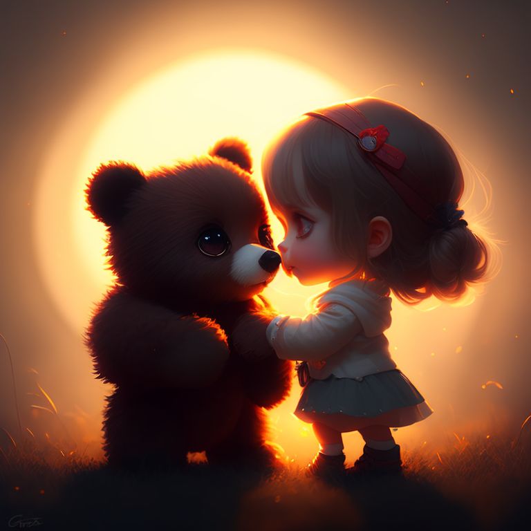 cute girl pic with teddy bear