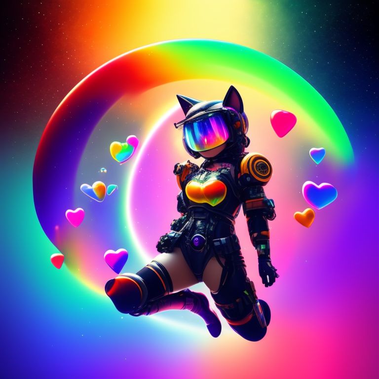 mean-skunk774: catgirl anime bubbles hearts happy spacesuit nun