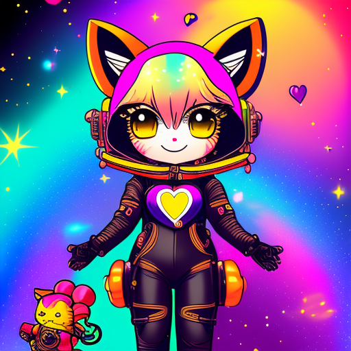 mean-skunk774: catgirl anime bubbles hearts happy spacesuit nun