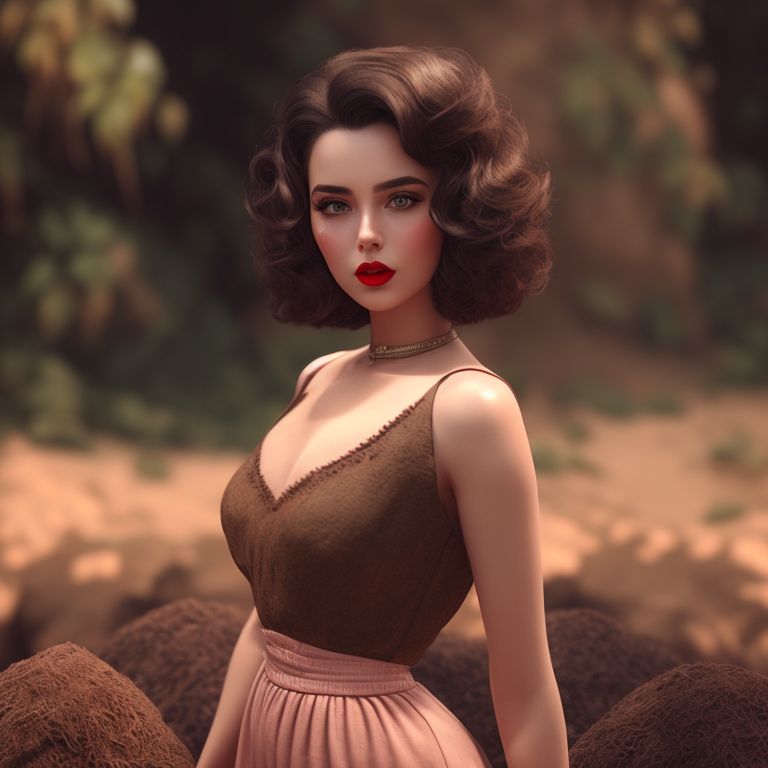 MShare: Sexy girl, bob hair, pink lip, full body, bar background