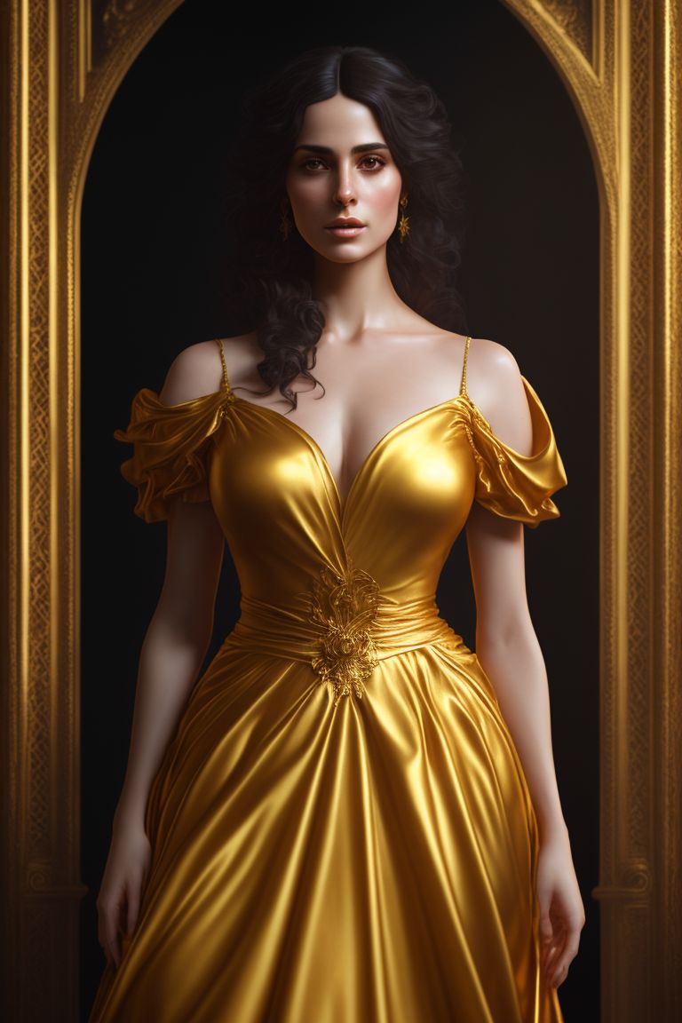 Mshare A Portrait Of Spanish Woman Full Body Golden Dress