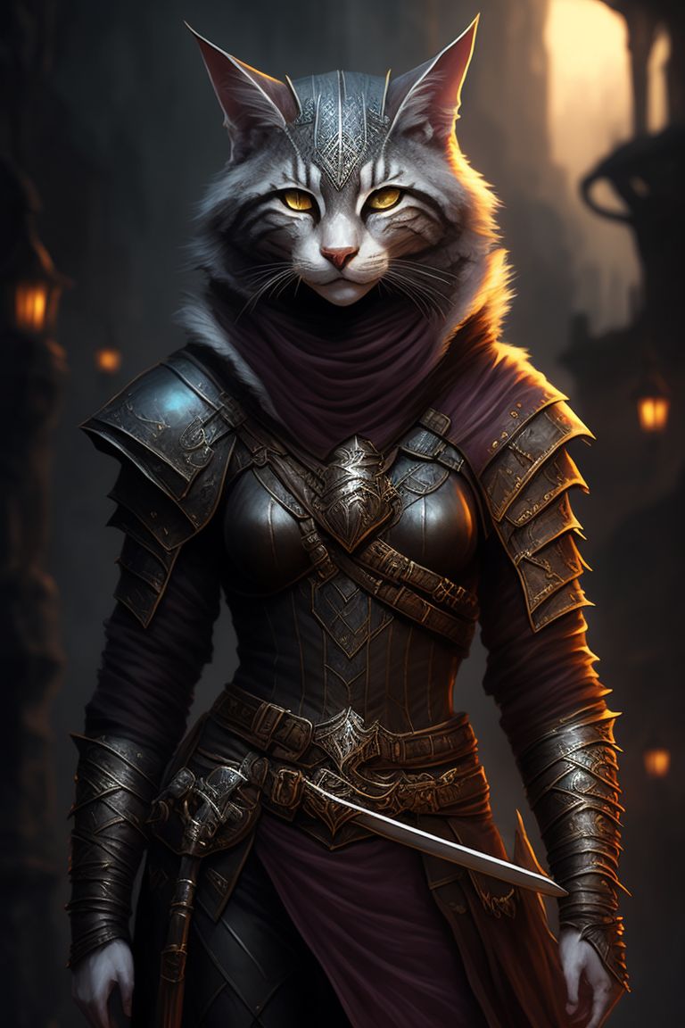 gifted-llama410: dungeons and dragons tabaxi rogue khajiit silver tabby  basic clothes