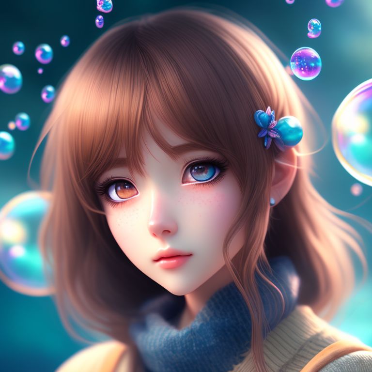 animated girl with brown hair and blue eyes