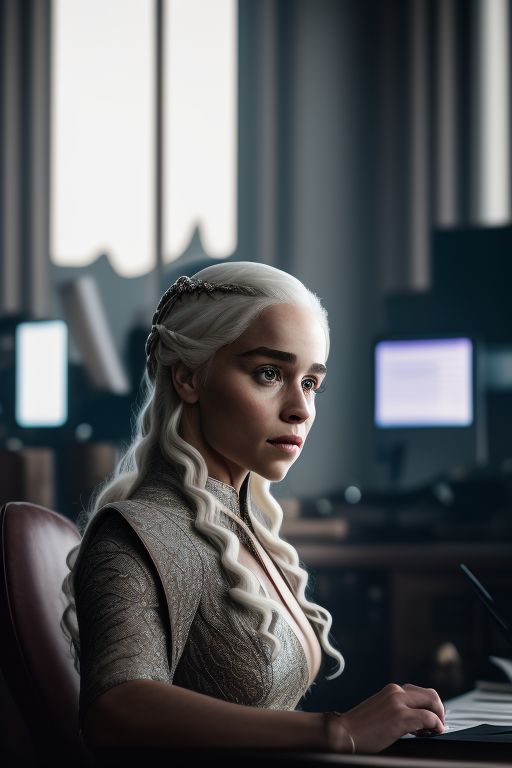 markmo: Daenerys Targaryen working at the office, Film texture, High  resolution, 8k, Film light