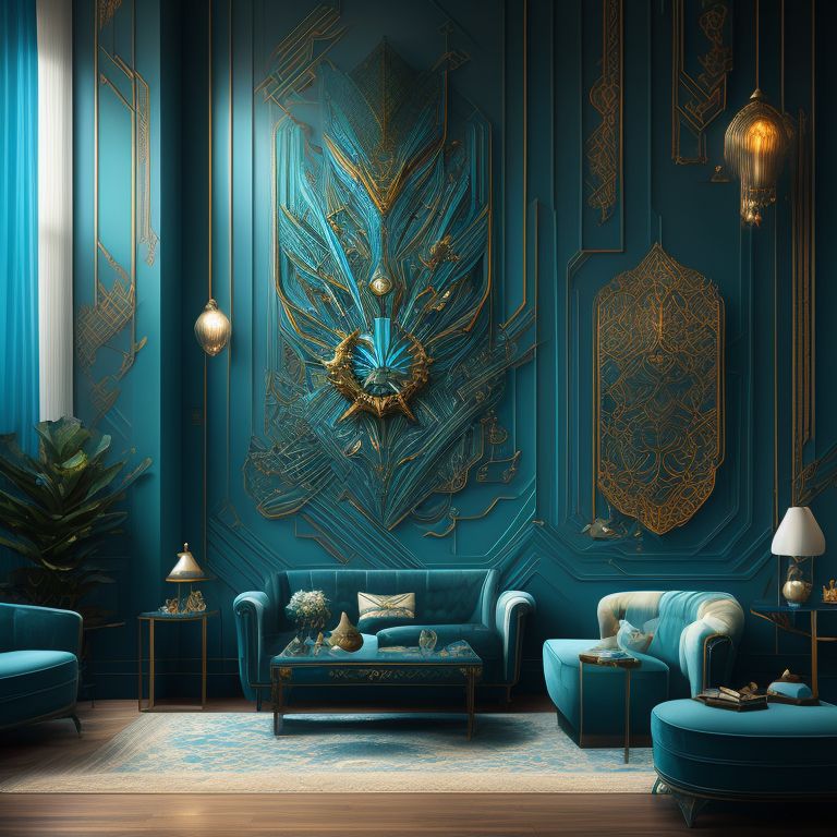 shabbyrail874 artdeco interior design living room blue wall bioshock