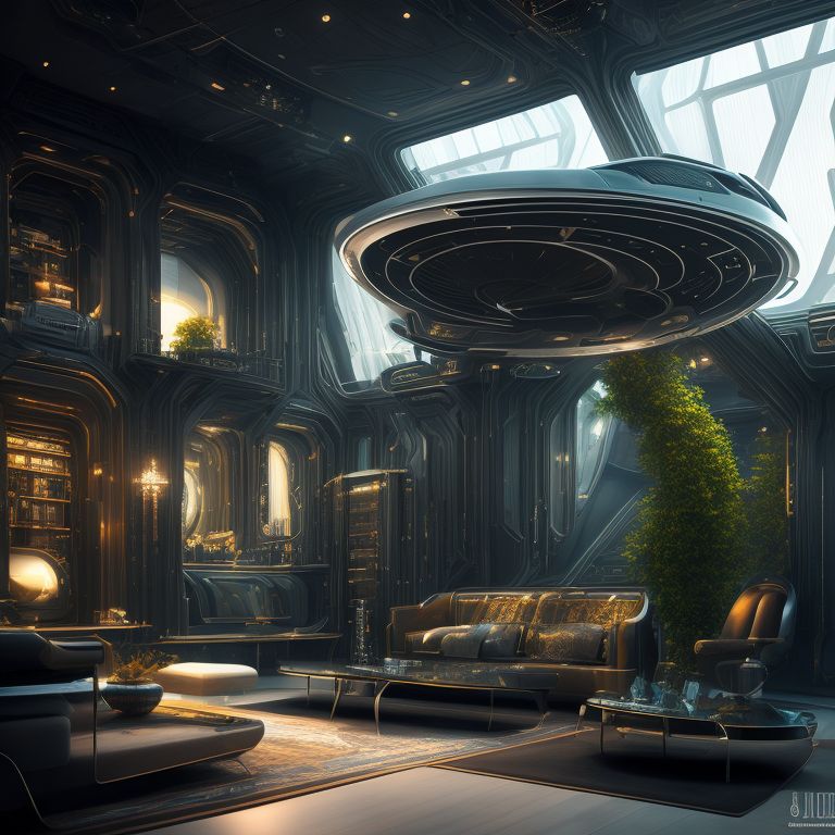 urban look, star trek space ship interior design living room gothic style clean modern , highly detailed and intricate design by zaha hadid, intricategreens, Digital painting, artstationapples, Concept art, smooth and