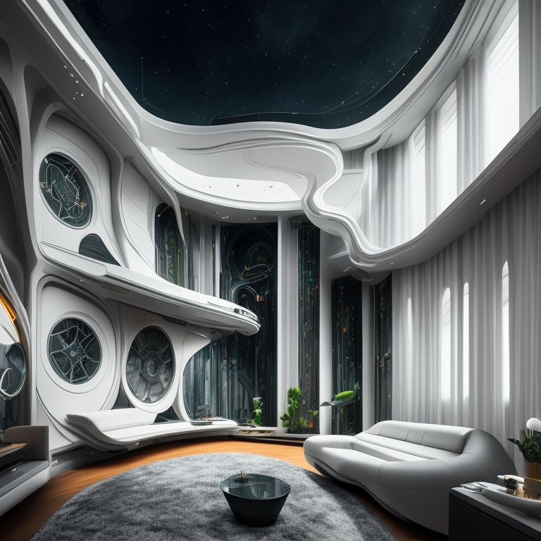 urban look, star trek space ship interior design living room gothic style clean modern white flat wall, highly detailed and intricate design by zaha hadid, intricategreens, Digital painting, artstationapples, Concept art, smooth and