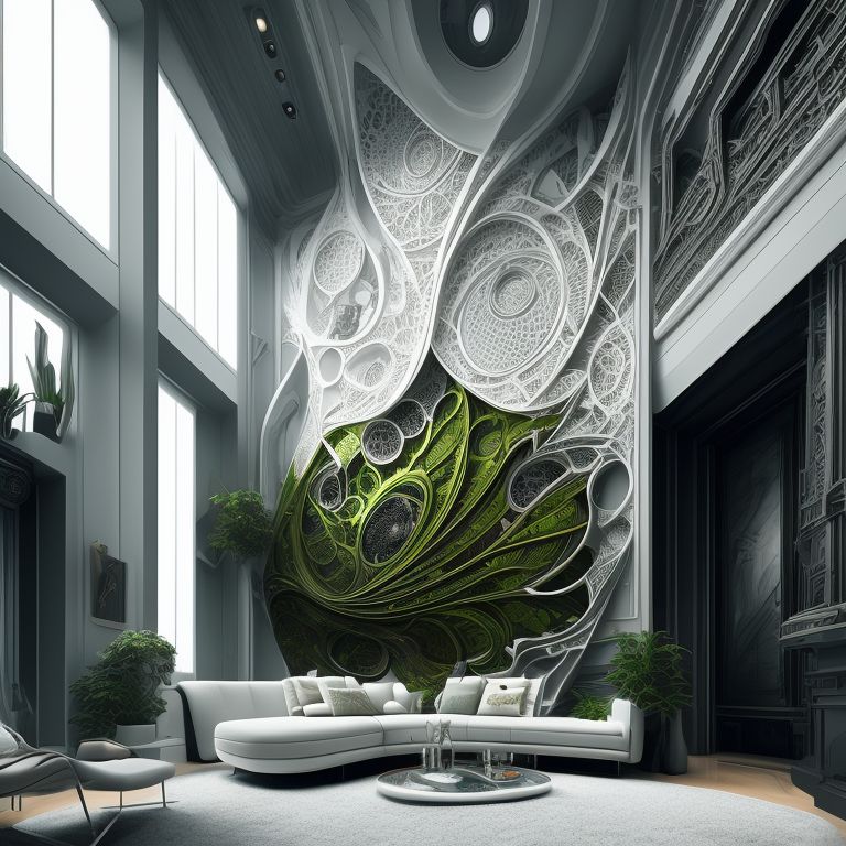 urban look, star trek space ship interior design living room gothic style clean modern white flat wall, highly detailed and intricate design by zaha hadid, intricategreens, Digital painting, artstationapples, Concept art, smooth and