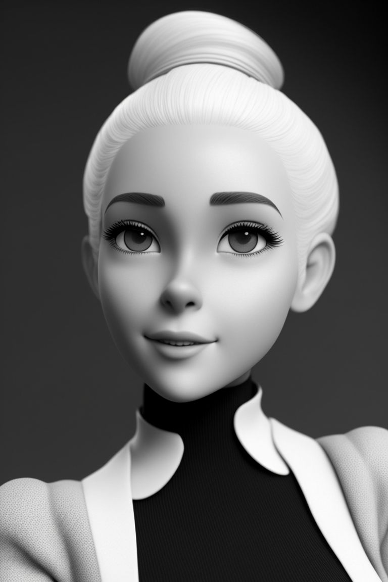 GIrl with white hair that is tucked into a black and white tall turtle neck, Masterpiece, best quality, realistic disney animation  face, Realistic, realistic disney animation characters, realistic disney animation environment, realistic disney animation body, beautiful realistic photo of a realistic disney animation character, disney animation cinematic, nice shot, Long shot, fullbody