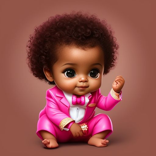 scary-locust231: boss baby, Disney style, headshot, cute, smiling, unreal  engine, detailed, ultra high definition, pretty, cute, pink tie, 2 afro  puffs with pink bows