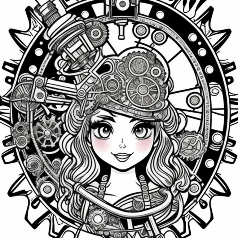 Steampunk coloring page for adults  Steampunk coloring, Coloring book art,  Cute coloring pages