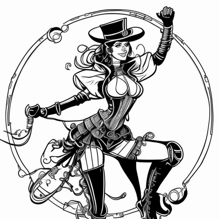 steampunk woman drawing