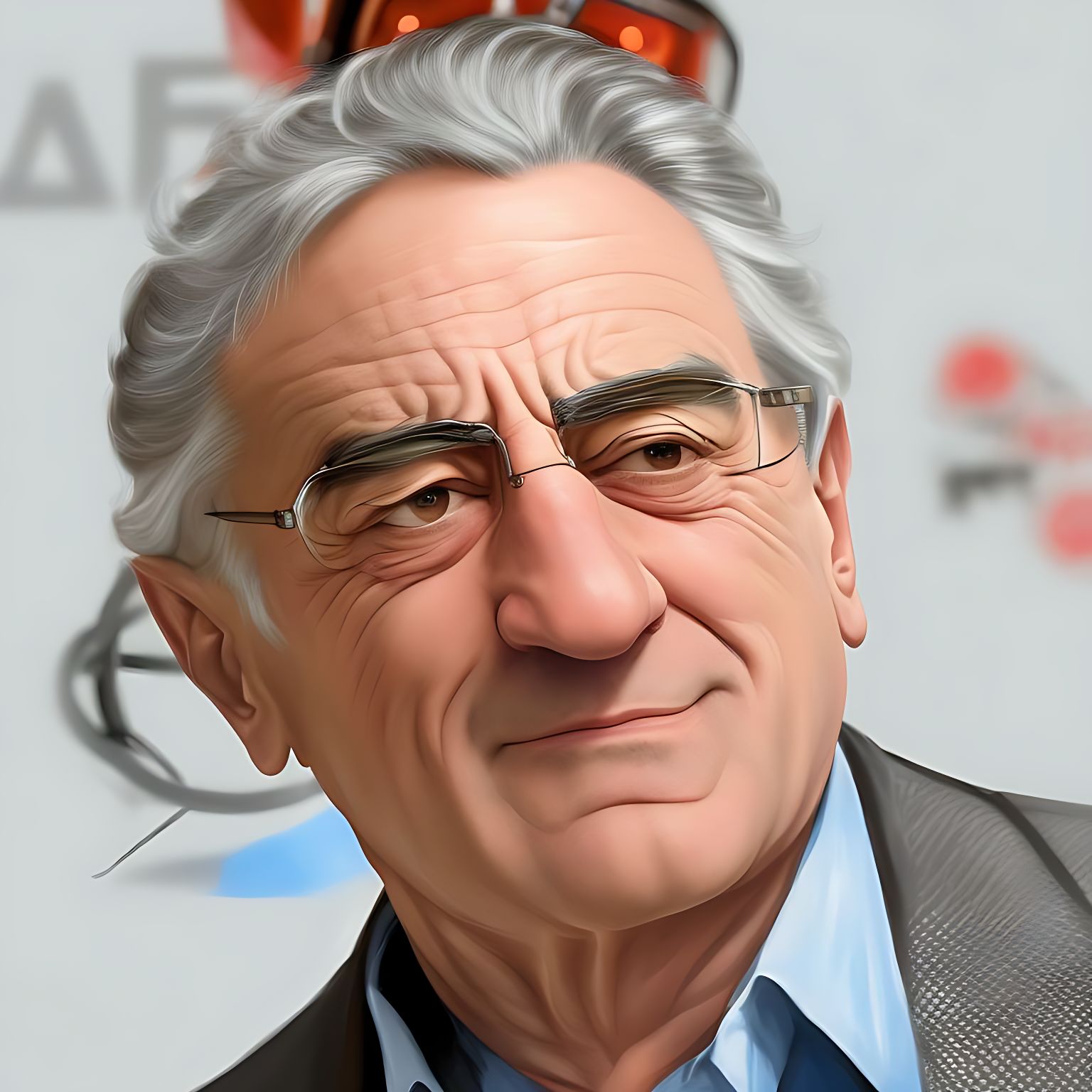 caricature, robert de niro, big nose, with crazy hair and goggles, standing in a futuristic lab with a tesla car in the background, Digital painting, Artstation, Highly detailed, Portrait, Sharp focus, trending on social media, by artgerm and greg rutkowski and chippy and rk post.