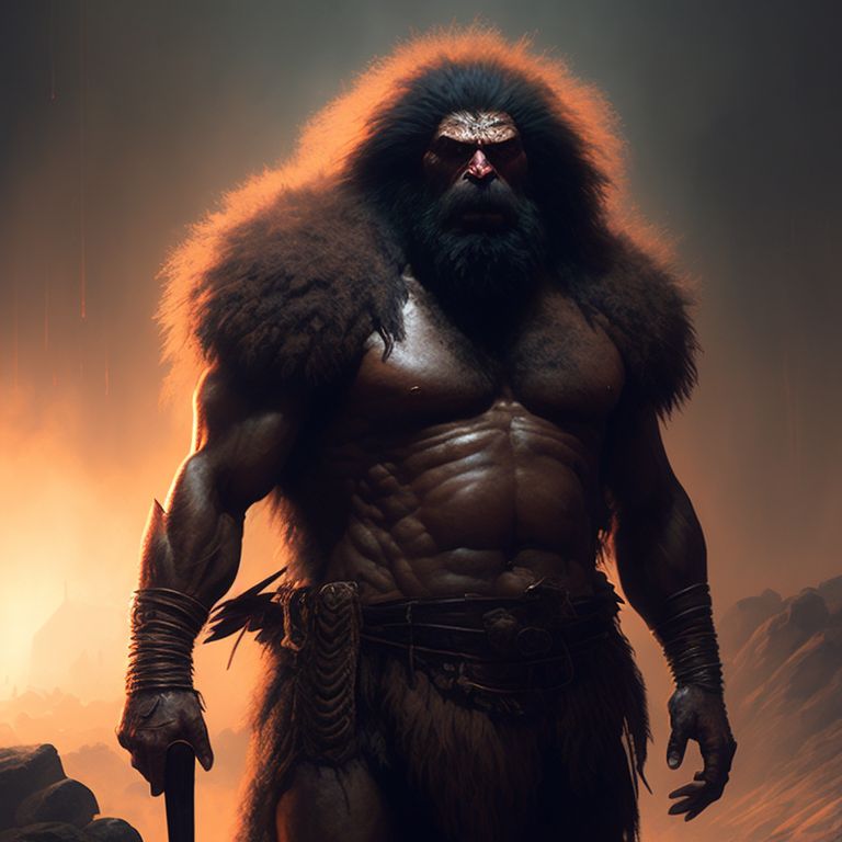 Max_Turbo: prehistoric age of caveman, angry, standing, full body