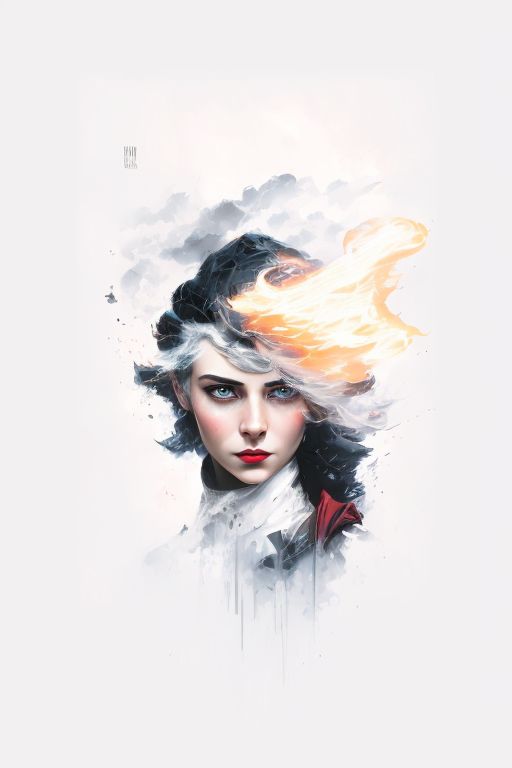 Dieselpunk, retrofuturism style, 2d illustration drawing, Dark Eerie Storm, marvel style, glistening  lightning eyes, black splashes, balanced high key, cumulus cloud background , Oil on canvas, gritty realism, dnd character portrait, Masterpiece, expert, Insanely detailed, 4k resolution, John William Waterhouse, agnes cecile, composition, framing