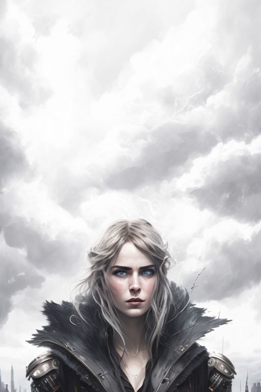 Dieselpunk, retrofuturism style, 2d illustration drawing, Dark Eerie Storm, marvel style, glistening  lightning eyes, black splashes, balanced high key, cumulus cloud background , Oil on canvas, gritty realism, dnd character portrait, Masterpiece, expert, Insanely detailed, 4k resolution, John William Waterhouse, agnes cecile, composition, framing