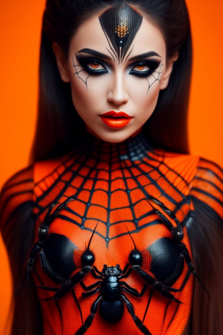 Beautiful Female Wearing Spider Makeup