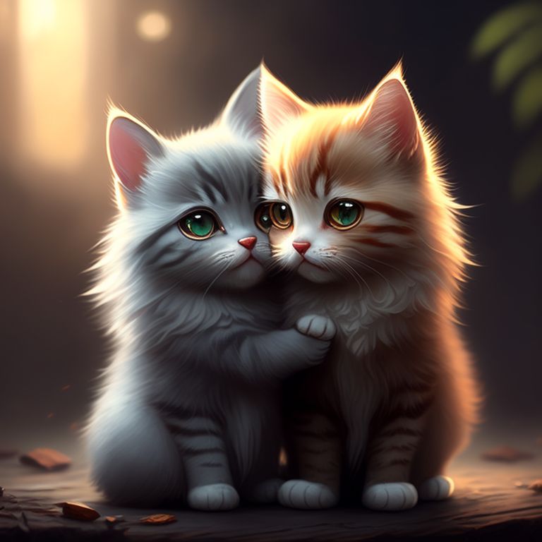 Premium AI Image | Two Cute Cat Couple In Love About To Kiss On