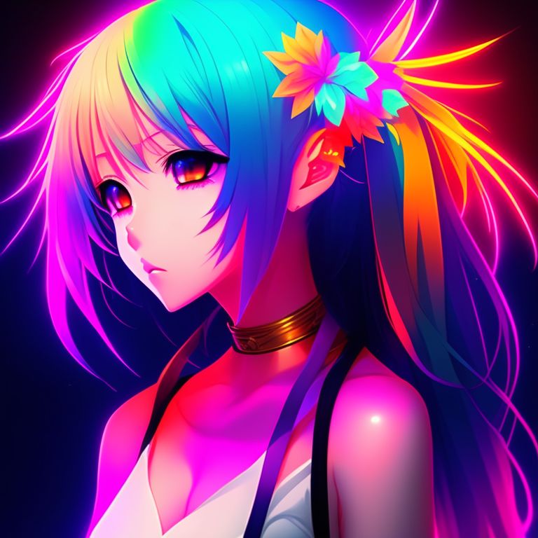 anime girl, Anime, Neon colors