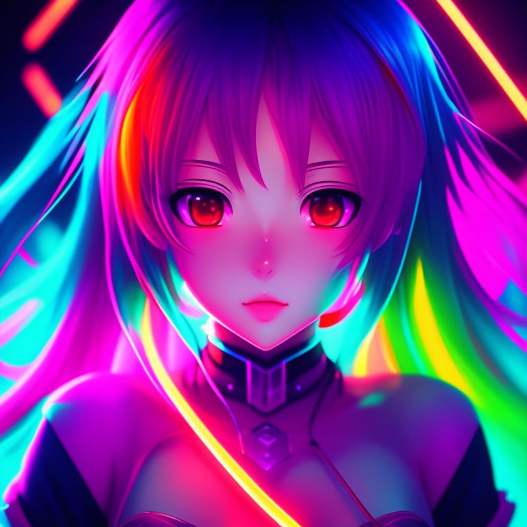 anime girl, Anime, Neon colors