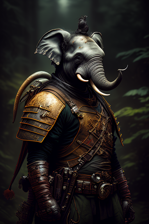 PolyCrumbs: realistic gritty photo of an anthropomorphic elephant ...