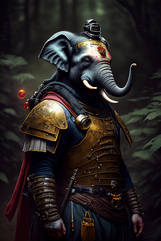 PolyCrumbs: realistic gritty photo of an anthropomorphic elephant ...
