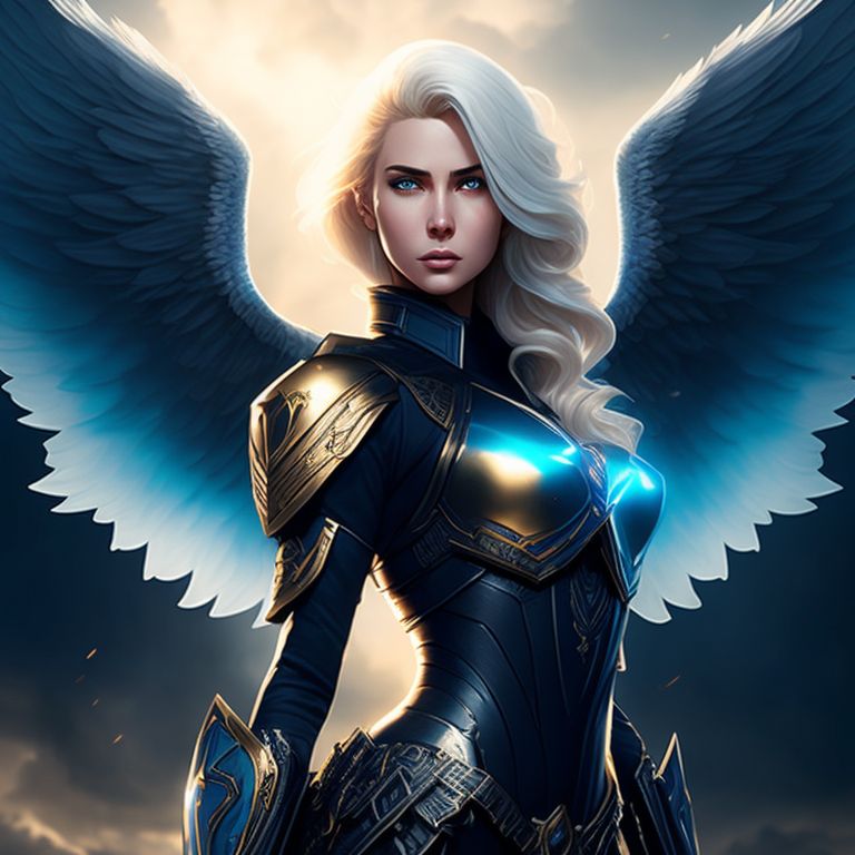 strongquail154 Angel paladin hero fighter knight wings gold hair halo