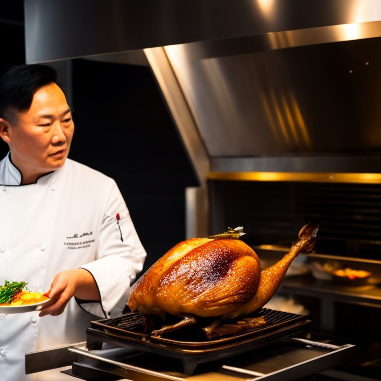 hidden-moose333: A chef is cooking Hong Kong-style roast goose