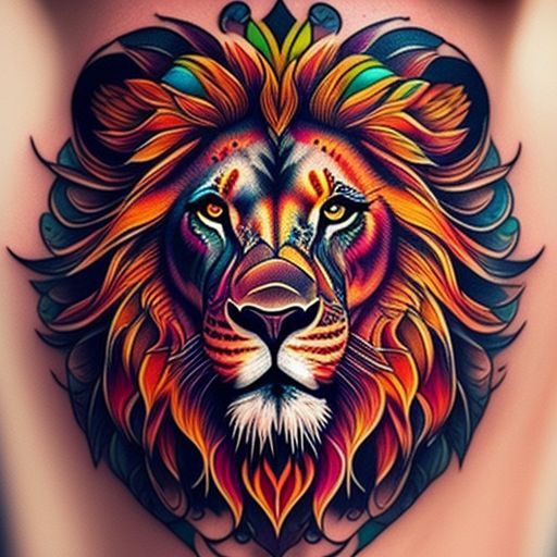 female lion face tattoo drawing