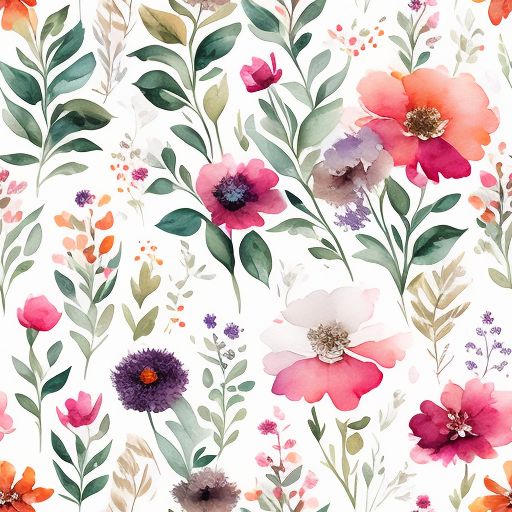 Watercolor seamless white flower paper boho (223601)