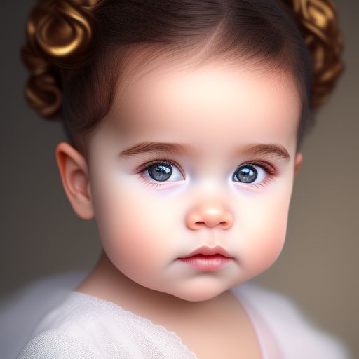 Portrait, cute baby girl, Beautiful hair, Makeup, Octane render, 8k, Beautiful lighting, Golden ratio composition
