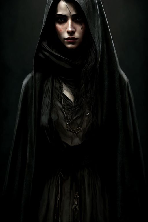 Aphelion: Cloaked, robed, hooded, Masquerade Mask, woman, fullbody, creepy