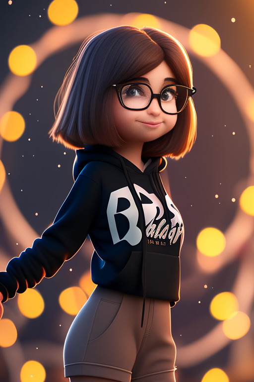 square-crab917: Cute girl, brown hair, black hoodie, glasses