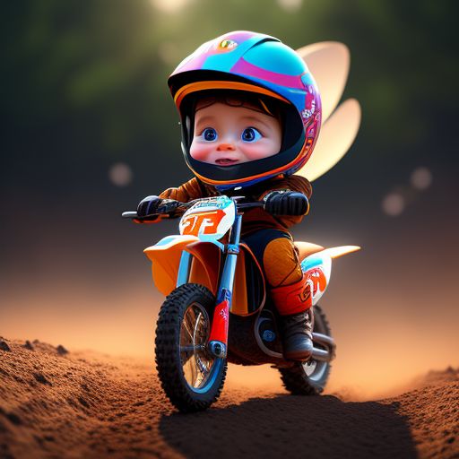 sticky-rail868: a boy wearing helmet riding motocross, digital art