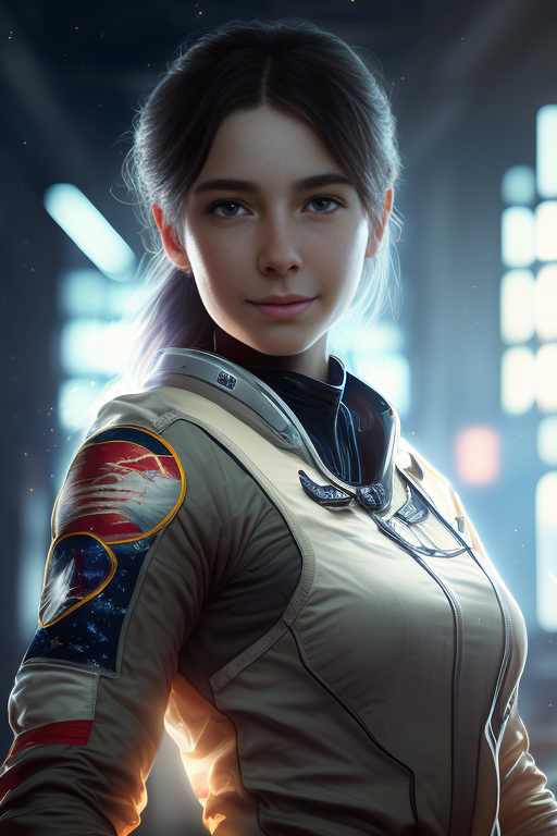 featuring medium shot anime portrait of a young women astronaut in space, stars, nebulas, realistic pose, hyper real, octane render, cinematic lighting, 4k, edge lighting, light bloom, perfect shading, Masterpiece, Realistic, superrealism, realistic face, realistic hair, realistic eyes, realistic characters, realistic environment, realistic body, realistic physiology, hight quality, best quality, beautiful realistic photo of a realistic dramatic character, fusion between jeremy mann and childe hassam and daniel f gerhartz and rosa bonheur and thomas eakins and wes anderson", Cinematic, smooth skin, flawless complexion, uplight, illuminating, nice shot, fine detail, CinemaHelper, PhotoHelper, 16K, gfpgan, fullbody, realistic face, Long shot, fullbody