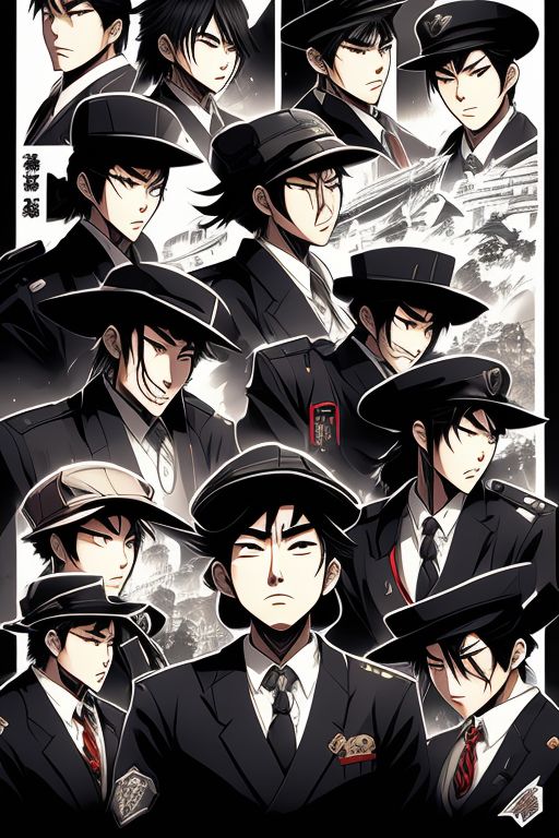 gangster japan school men, Concept art, Manga panel, Comic, Illustrated, Crisp, 8k, Sketch