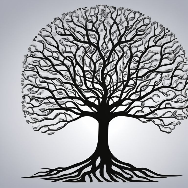 Simple Black And White Tree With Roots
