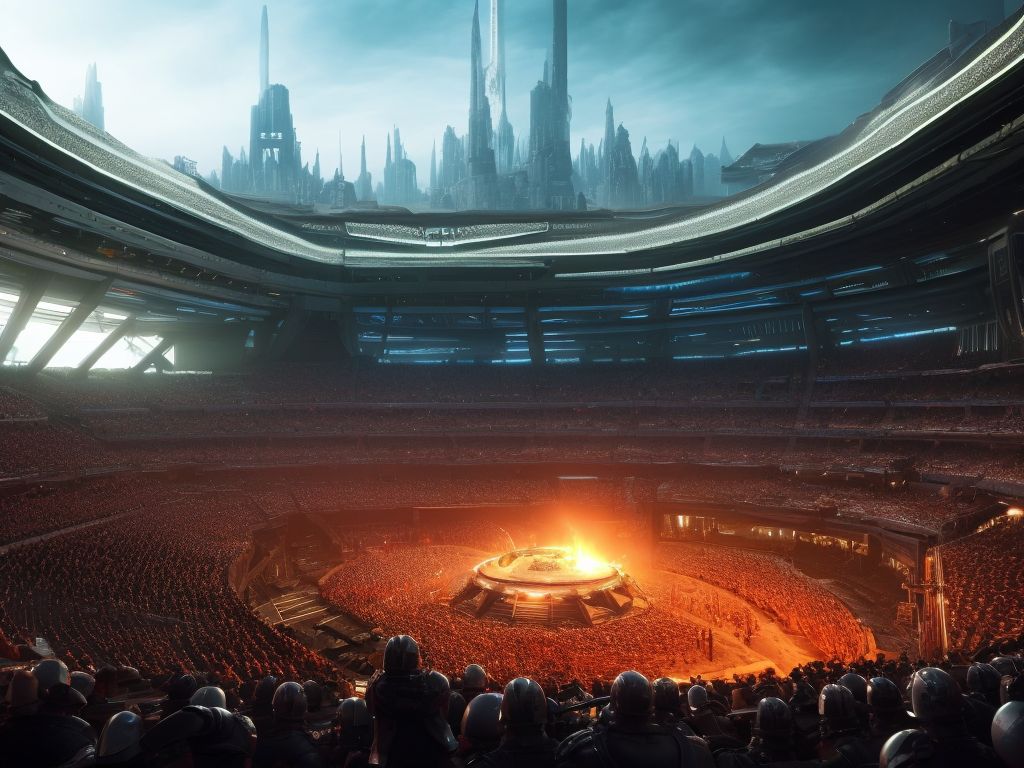 idlewhale135 Gladiator arena with crowd, fighting pit, scifi lights