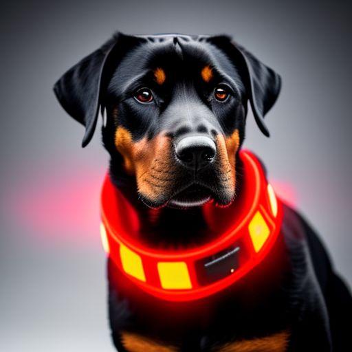 impuremoose524 rottweiler with a glowing red led collar and
