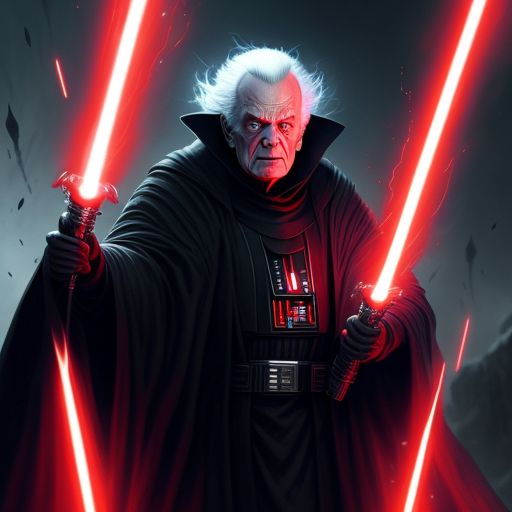 Darth Sidious, with a sinister grin on his face

dark, ominous, Highly detailed, Epic, cinematic view, Sharp focus, Digital painting, Trending on Artstation, Concept art, red lightsaber, lightning bolts, by greg rutkowski and magali villeneuve and alex ross and artgerm and wayne barlowe