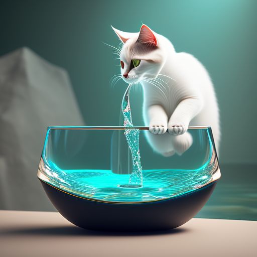 aridpigeon28 happy cat drinking water touching the water with the