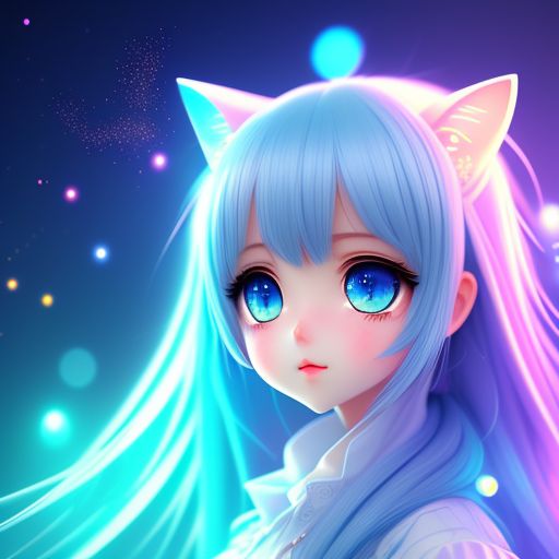 Anime White Wolf Girl With Blue Eyes