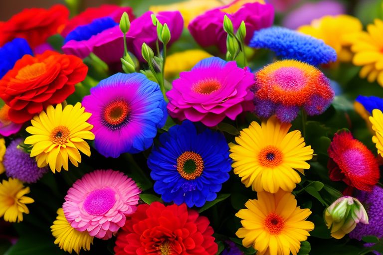 AigarsR Colorful Vibrant Bouquet Of Various Flowers