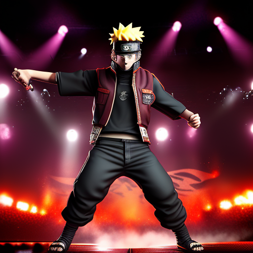 Junior-human268: Naruto As Rockstar Performing On A Stage, Realistic 3d 